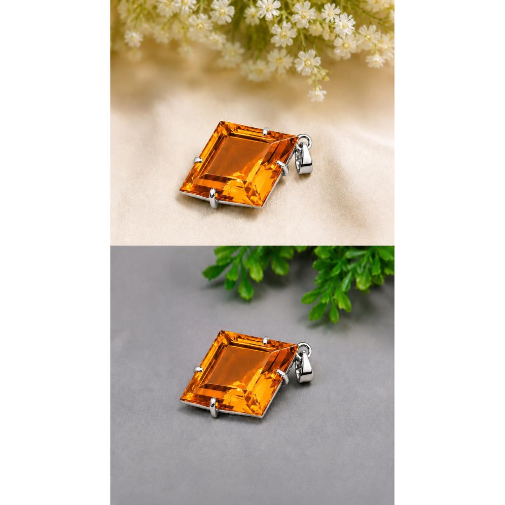 70 Ct Natural Orange Topaz Pendant 925 Sterling Silver Fancy Gemstone Jewelry