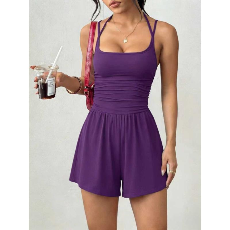 Women S Summer Casual Strapless Wide Leg Jumpsuit Shorts