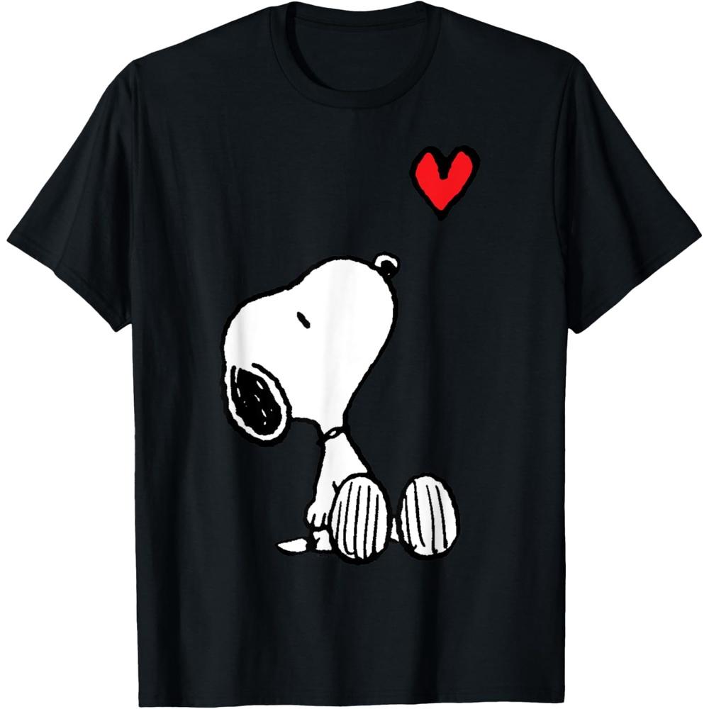 Футболка Snoopy с сердцем и сидячим Snoopy из Peanuts S чёрный