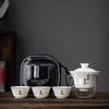 Ceramic Suet Jade Porcelain Portable Travel Tea Set White Souvenir Business Gift
