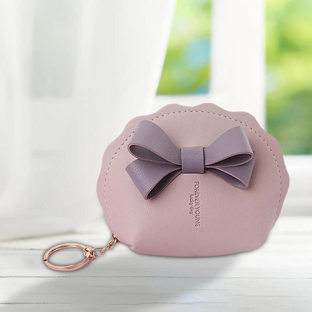 Cute Bow Small Bag Women PU Leather Coin Purses Fashion Zipper Handbag Girls Coin Card Holder for Kids Purses Keychain Wallet