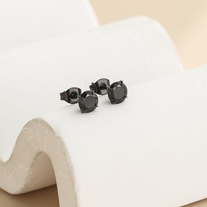 Stainless Steel Geometric Zirconia Earrings Set For Men Women Summer