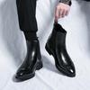 Men's Large Size Red Leather Pointed Toe Slip-On Chelsea Boots - Autumn/Winter Dr. Martens