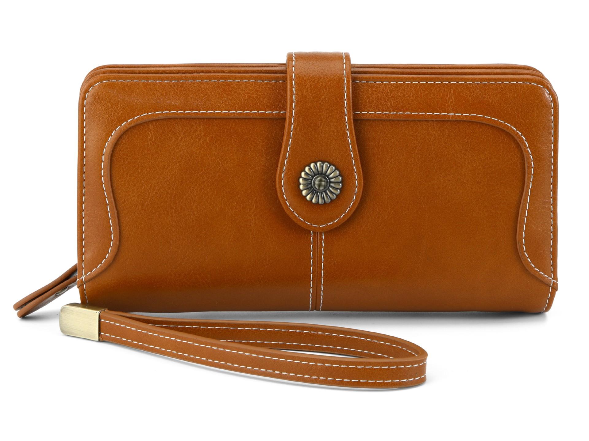 

Women s Retro Oil Wax Leather RFID-Blocking Multi-Card Clutch Wallet