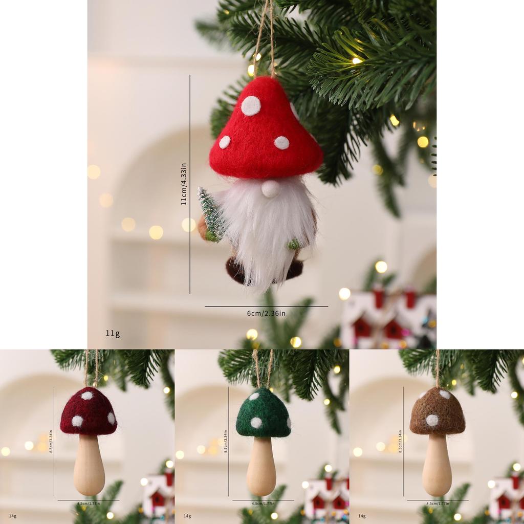 Christmas Mushroom Santa Claus Plush Felt Tree Ornament For Holiday Decor