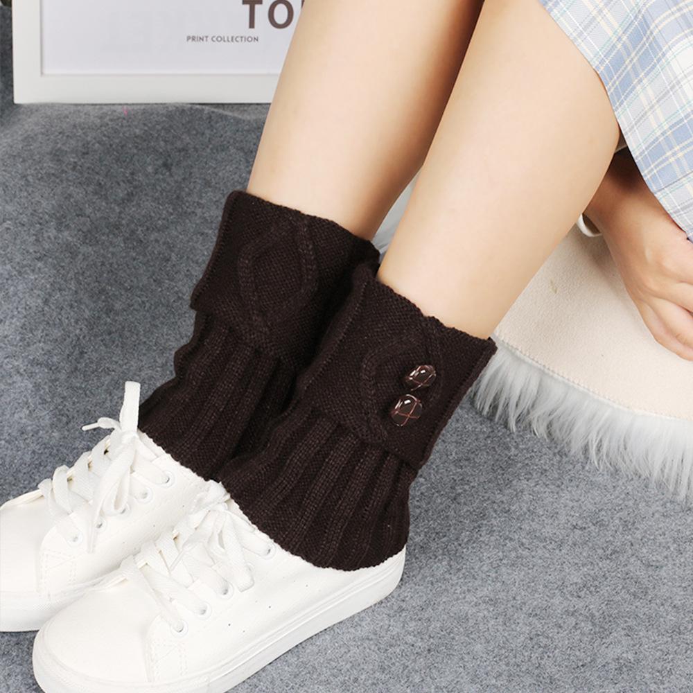Women's Knit Wool Booties - Button Socks Leg Warmers, Loose Short Foot Warmers with Folding Top.
