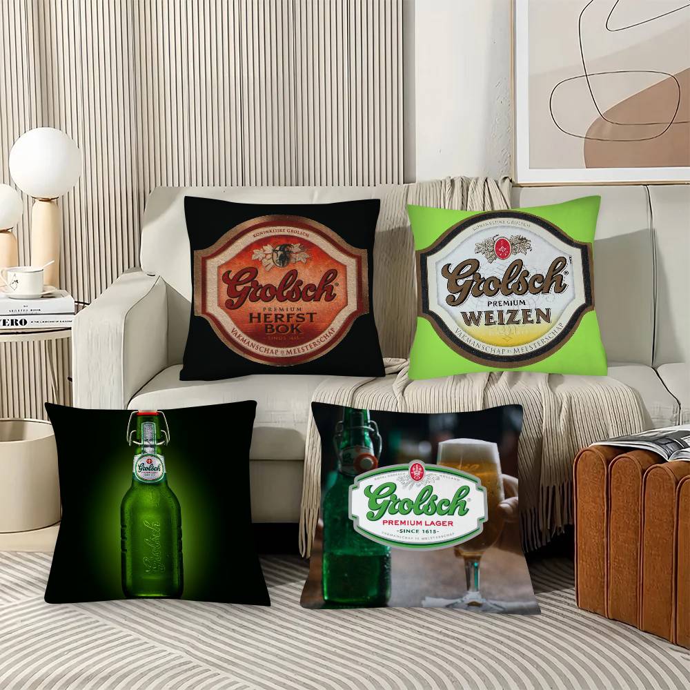 1Pc Grolsch Lager Beer Pillow Case Fashion Square Pillowcase Bedroom Sofa Room Ins Decoration Leisure