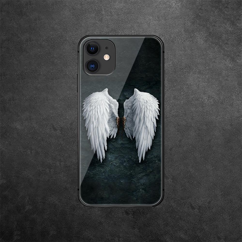 Wings Art Tempered Glass Phone Case For iPhone Samsung Galaxy Redmi Xiaomi Note S A 16 15 14 13 12 11 20 21 22 23 53 54 Pro Plus Ultra Silicone Cover