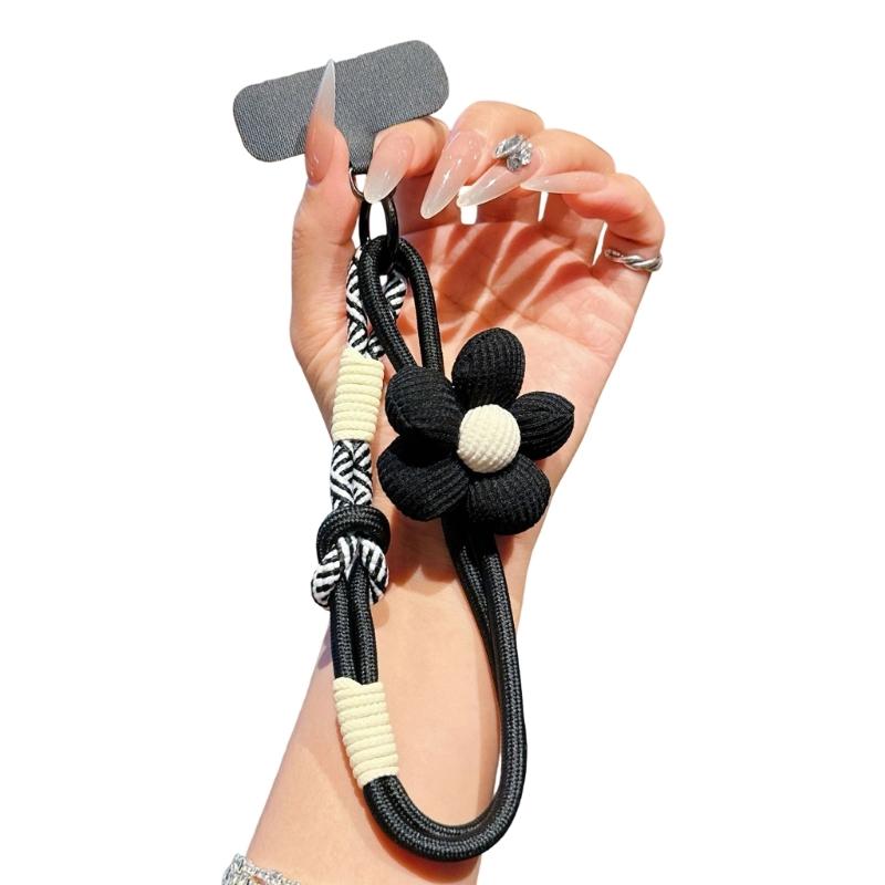 Canvas Multifunctional Mobile Phone Wrist Lanyard Featuring Cute Floral Design for Secure Everyday Carry and Activity