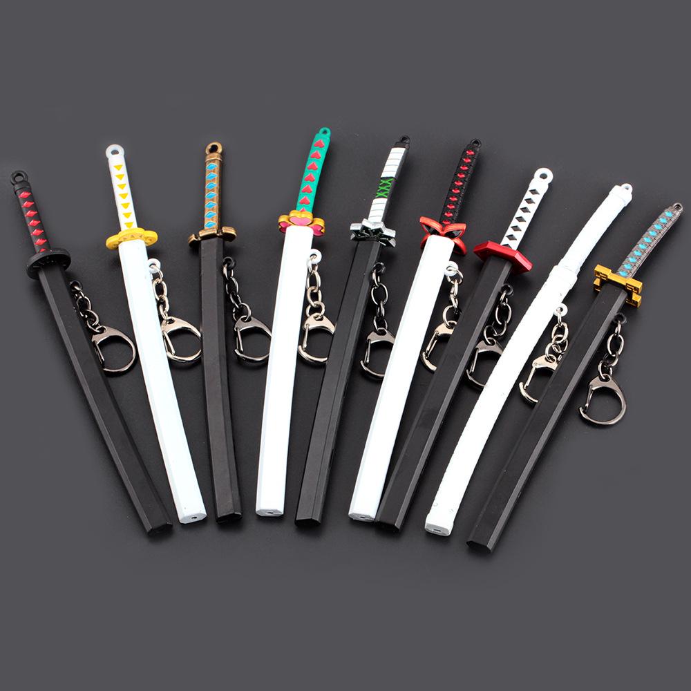 Anime Sword Shape Keychain Cartoon Blade of Ghost Keyring Model Cosplay Jewelry Accessories