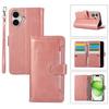 For iPhone 16 Case Split Leather Magnetic Wallet Phone Protector with Wrist Strap