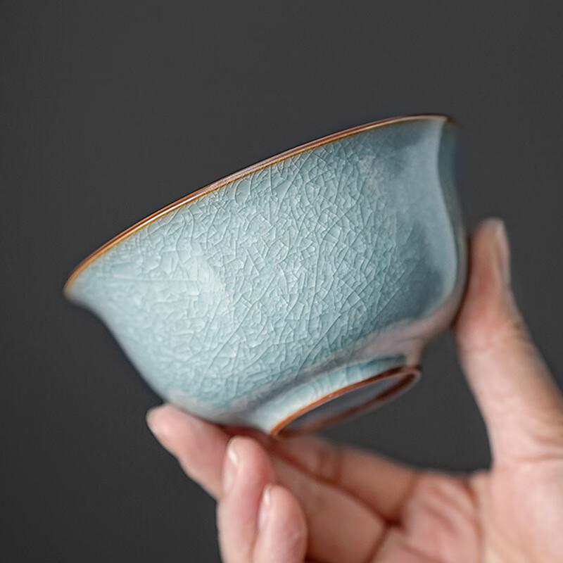 Qi Xuan Yuan New Chinese Ru Kiln Ice Flower Ceramic Gaiwan