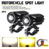 2x LED Light Spot Spotlights Motorcycle Headlight Driving Fog Lamp Yellow+White
