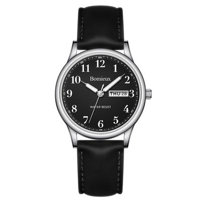 Men's Simple Analog Wristwatch Date Day Waterproof Slim Leather Band Lightweight Stylish Unisex