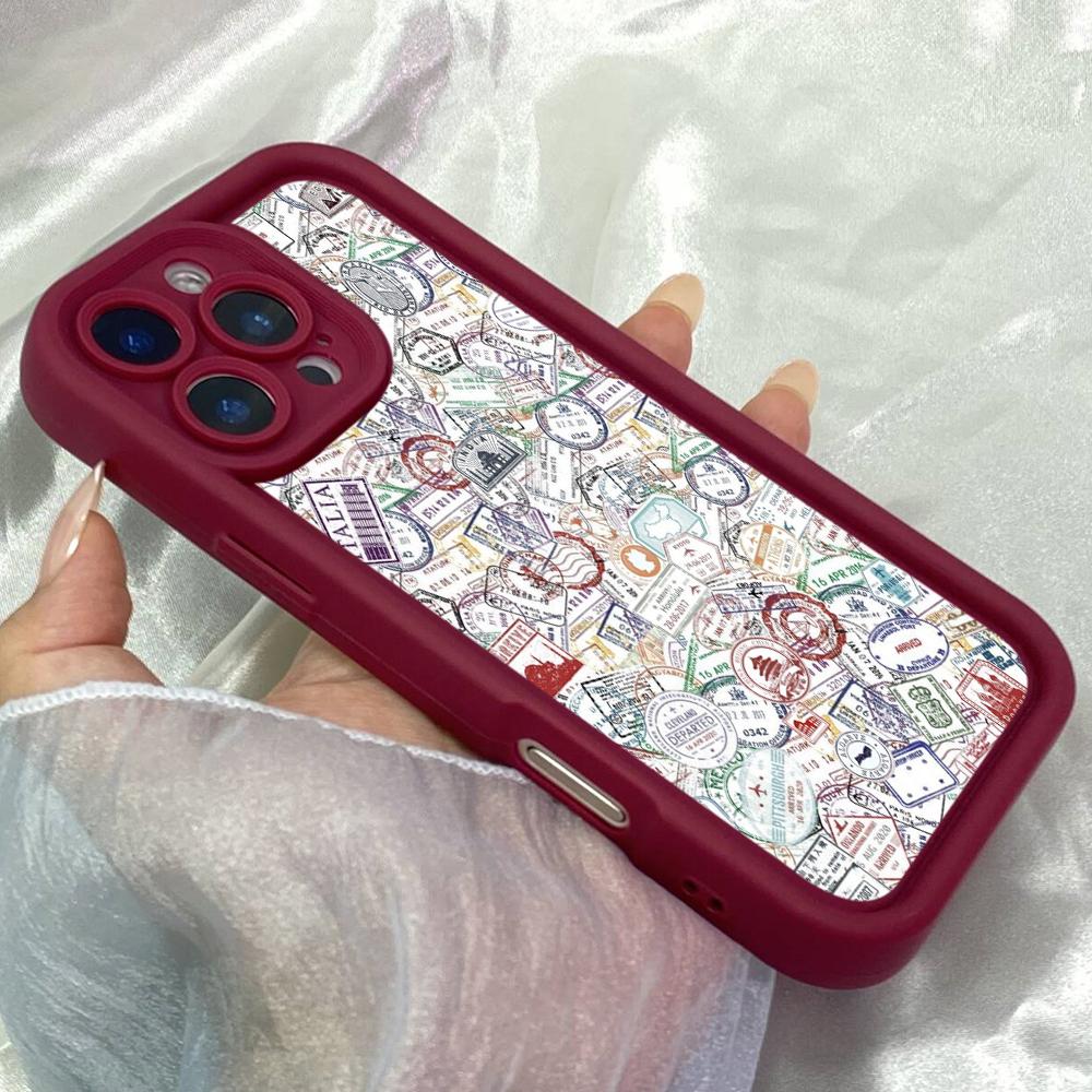 JT393 Passport stamps for iPhone 17 16 15 14 Pro Max Samsung S26 S25 Ultra A17 A07 A56 A16 A15 A14 A13 A06 Xiaomi 15T 13T Redmi 15c 14C Soft Case