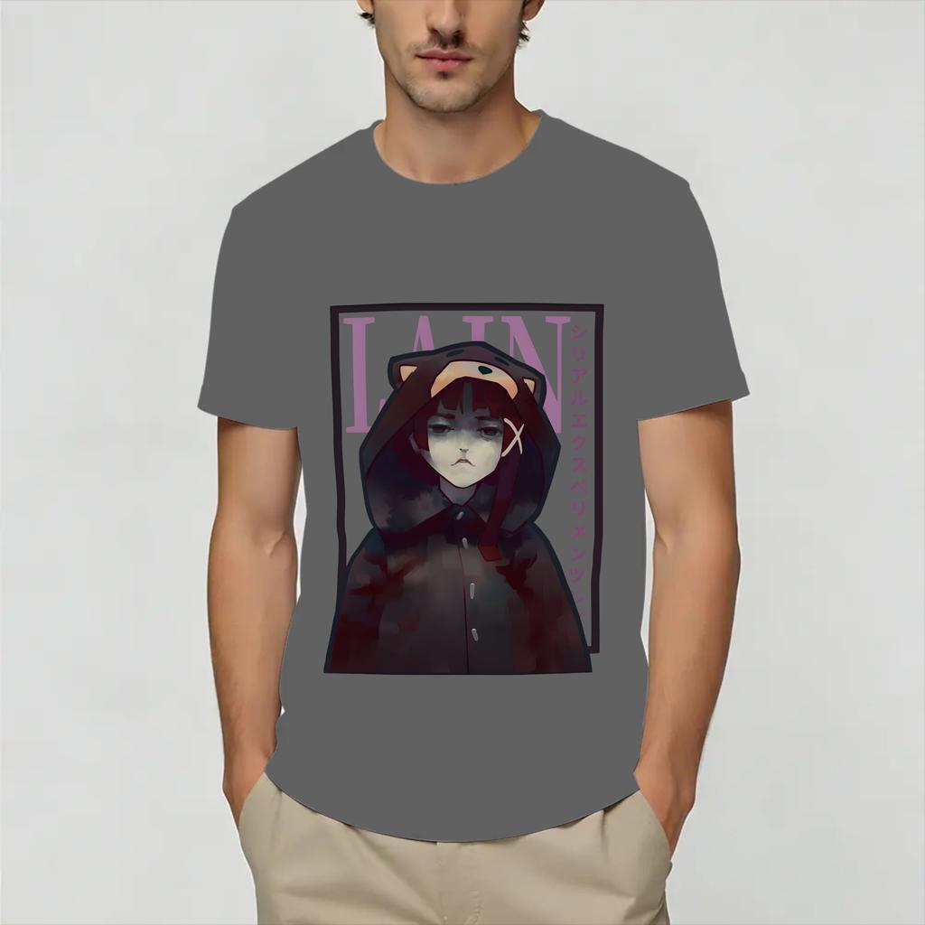 Serial ExperiUnisexts Lain Unisex T Shirts Awesome Tee Shirt Short Sleeve Crewneck TShirts Pure Cotton Birthday Present Tops