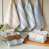 4PCS Striped Pattern Kitchen Towels Breathable Scouring Pads Colorful Kitchen Rag  Cafe