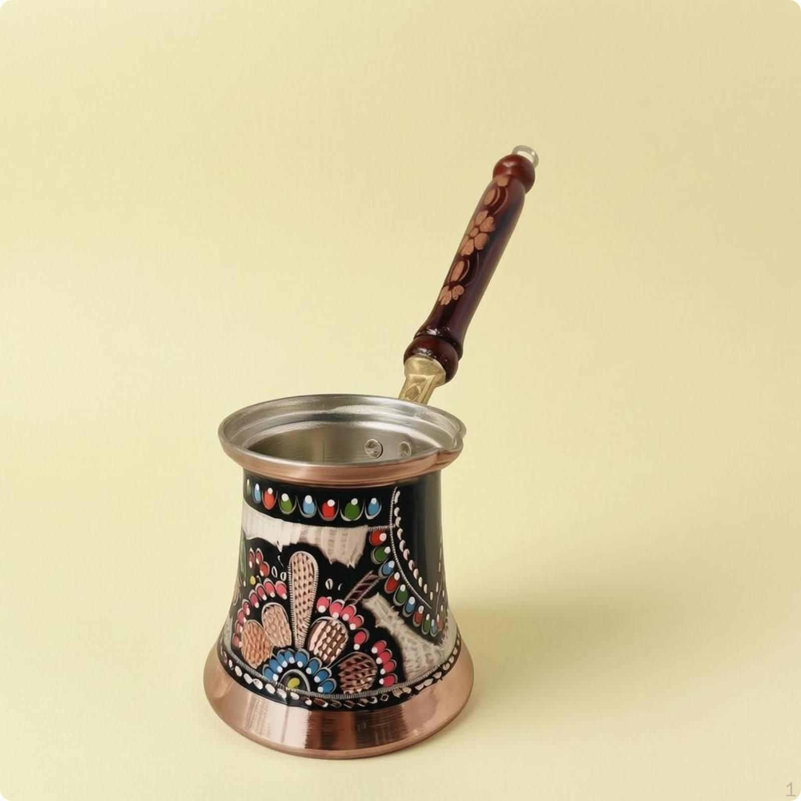 Turkish Coffee Pot Handmade Copper Floral