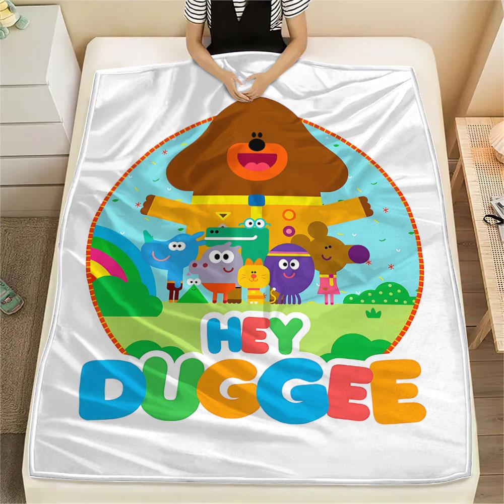 1PC Hey Duggee Patterned Flannel Blanket Suitable For All Seasons for Home Decor Warmth and Comfort Gifts Holiday Present