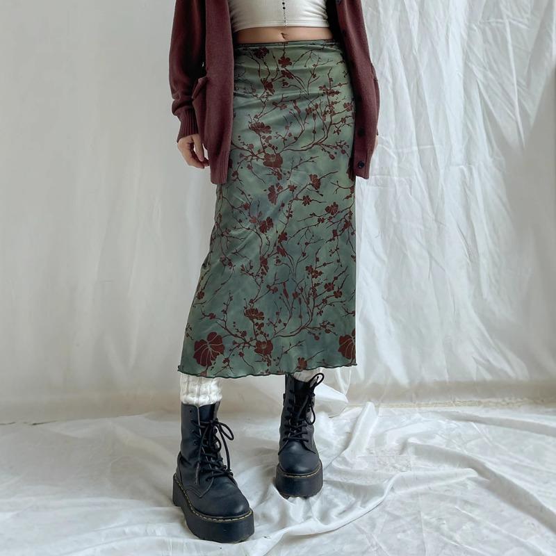 New Printed Loose A-line Skirts Women Fashion Summer Street Retro High Waisted Hip Hugging Skirts Spicy Girl Casual Simple Elegant Clothing