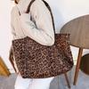 Korean Suede Leopard Print Tote Bag Women's Large-capacity Commuting Lazy Wind Shoulder Bag Fashion Portable Underarm Women's Bag