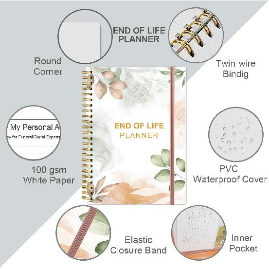 End of Life Planner – Final Arrangements Organizer for Beneficiary, Will Preparation, Last es & Funeral Planning, 5.8" x 8.5", Rose Leaf