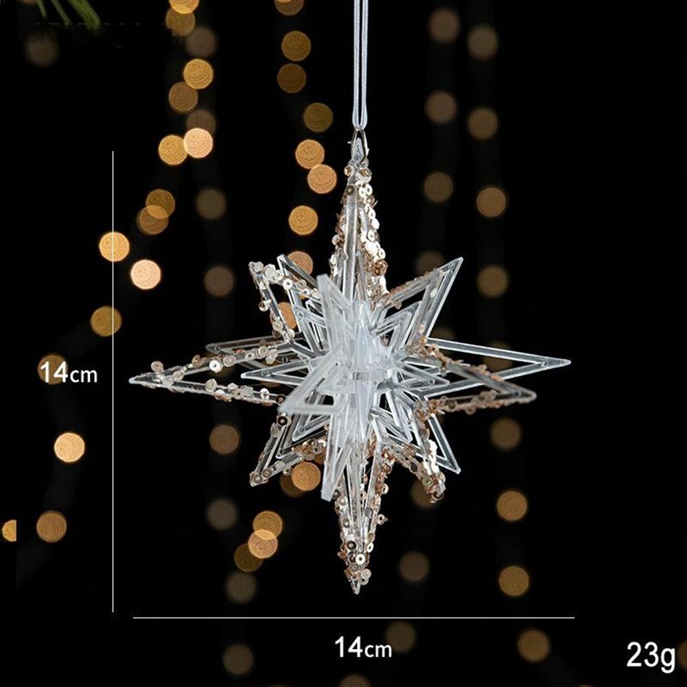Christmas Tree Hanging Decoration Acrylic Transparent Snowflake Elk Angel Doll Bell Pendant New Year Party Home Decor Kids Toy