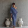 Women's One Shoulder Long Sleeve Maxi Dress Asymmetrical Loose Draped Elegant Long Dress
