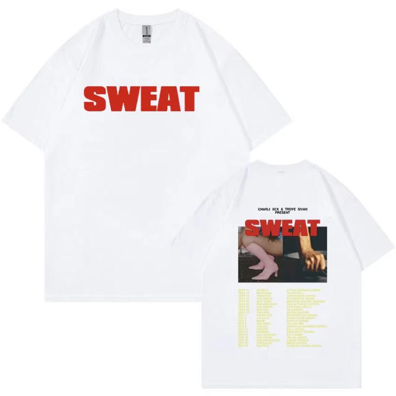 Charli XCX SWEAT Tour 2024 Brat T Shirt Unisex Women Vintage Harajuku Fashion Tshirts Hip Hop Oversized Cotton Tshirt Streetwear