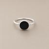 Black Onyx Round Statement Ring – 925 Sterling Silver Jewelry, Minimalist Boho Gemstone Ring