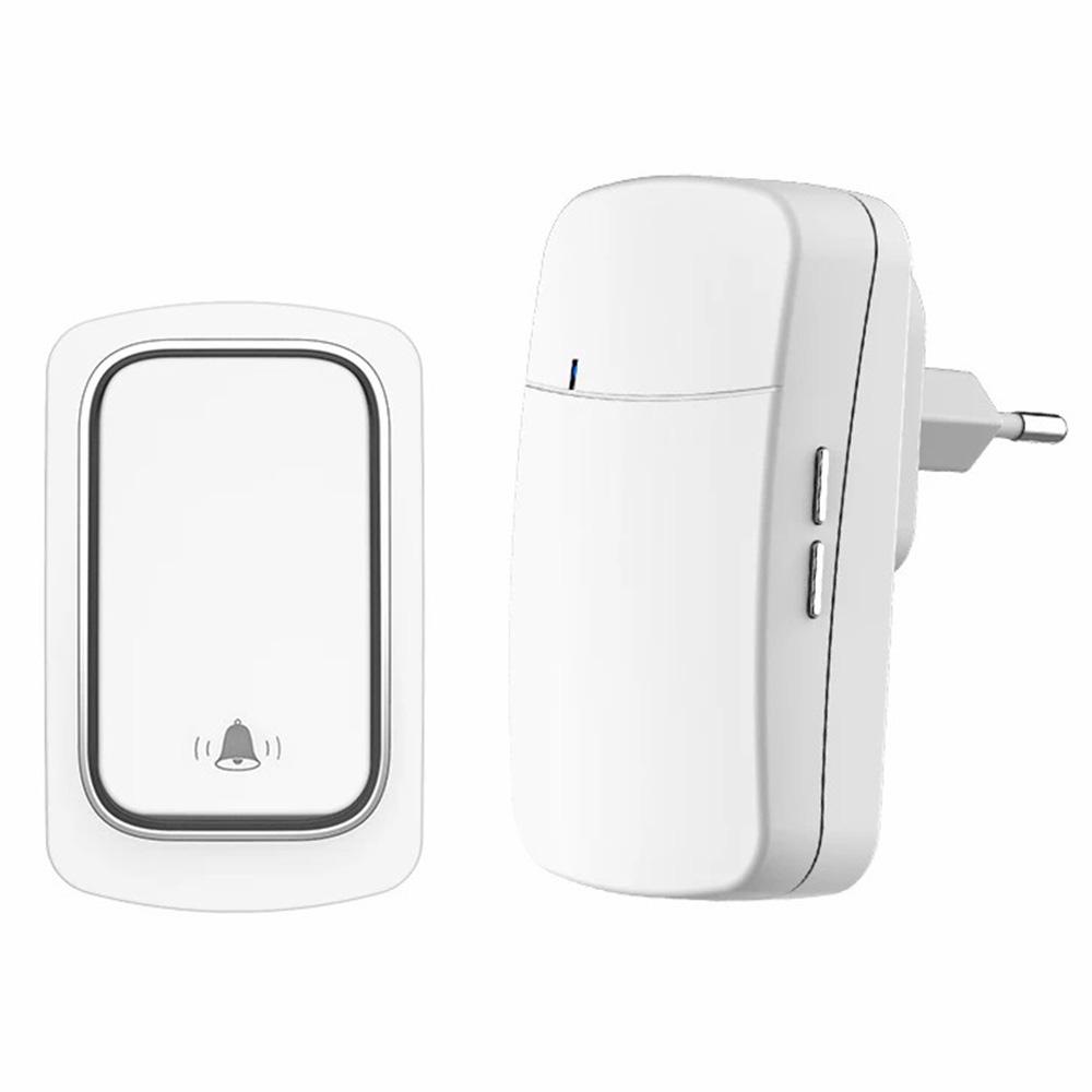 

WHM02 Self-Powered Wireless Remote Ding Dong Doorbell,Transmitter+Receiver Set,EU Plug White