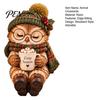 Layered Knit Texture Statues Christmas Animal Shelf Sitter Figurine, Woodland Statue with Mug, Dangling Leg Charming Seasonal Home Accessories Mantel