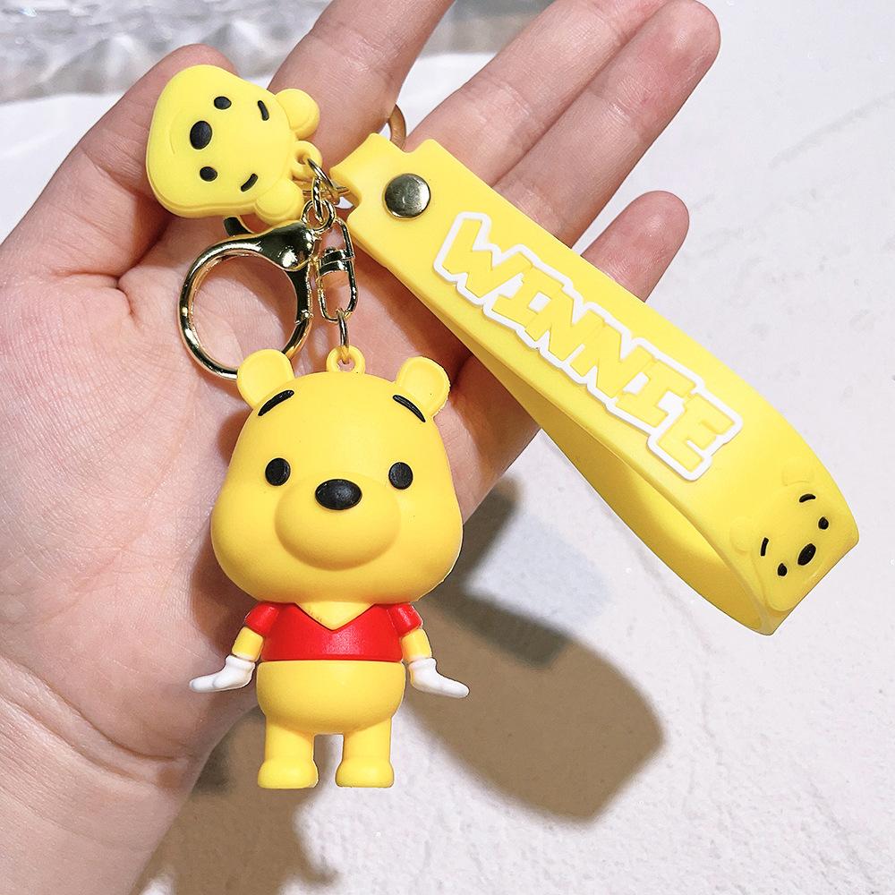 Creativity Cartoon Anime Keychain Stitch Donald Duck Minnie Mickey Pooh Bear Car Pendant Children Backpack Decoration Gift