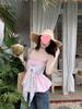 Pink Bow Bandeau: Versatile Sweet & Spicy Summer Top for Women - Petite Bodycon Style