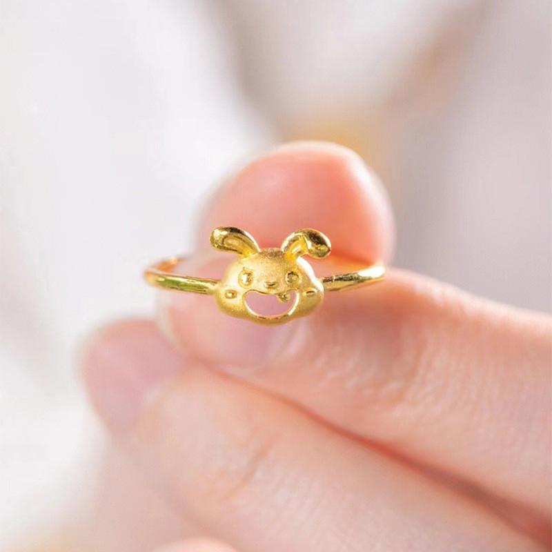 Joyful Gold Rabbit Ring With Cute Design Adjustable Size Perfect For Womens Jewelry