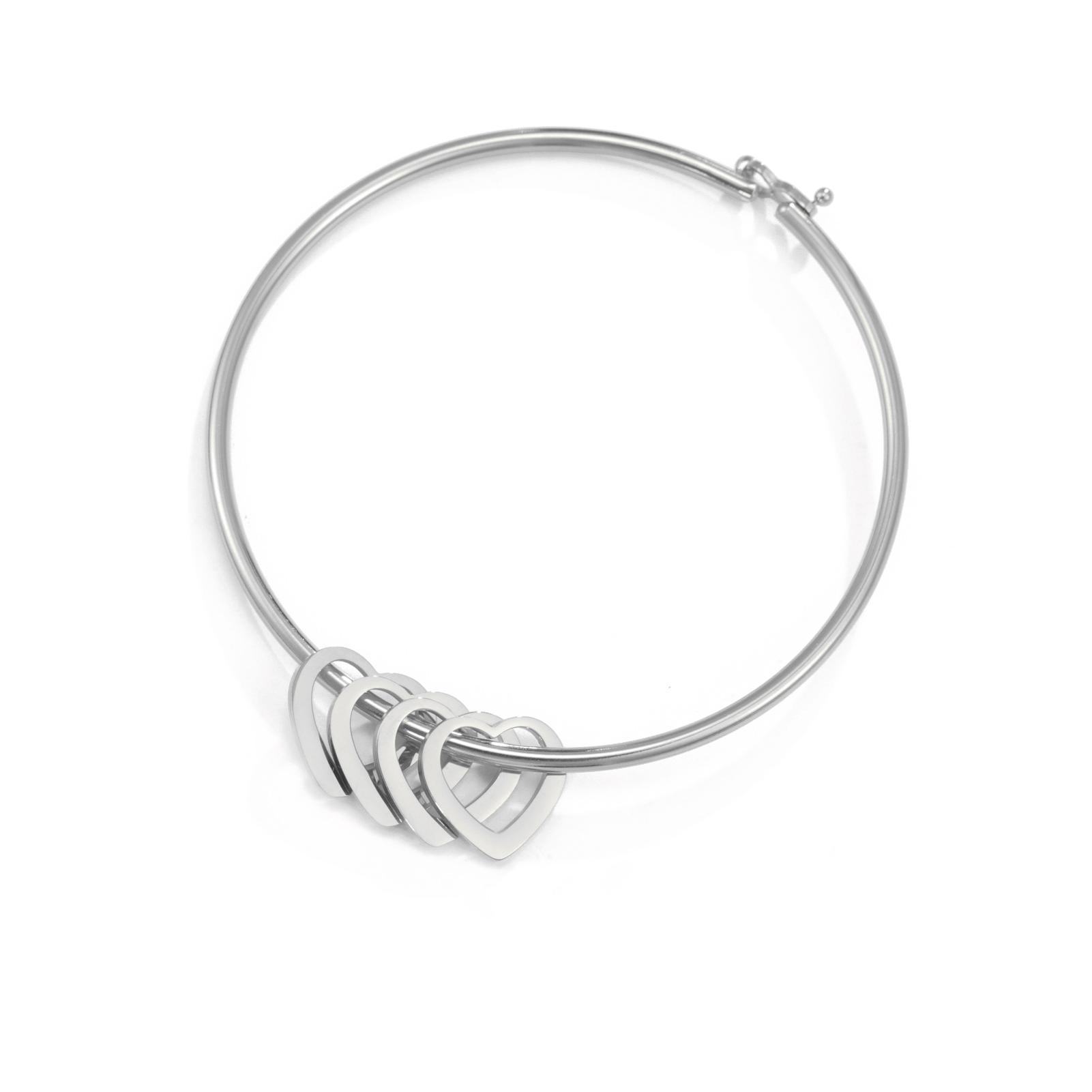 

Lemegeton Customized Name Bracelet Love Heart Pendant Personalized bracelets Women Bangle Stainless Steel Jewelry Birthday Gifts No Engraved Style 1&1 Heart Name серебряный