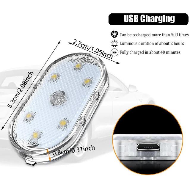 4PCS Wireless Car Interior LED Lights 7Colors USB Rechargeable Car LED Touch Light with 6 Super Bright LED Lamp Beads Car Interior Ambient Light