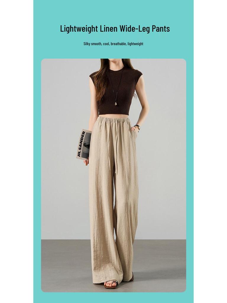 Tencel Linen Wide-Leg Women's Pants Summer 2026 - Lightweight, Cool Ice Silk Casual Design by Yamamoto.