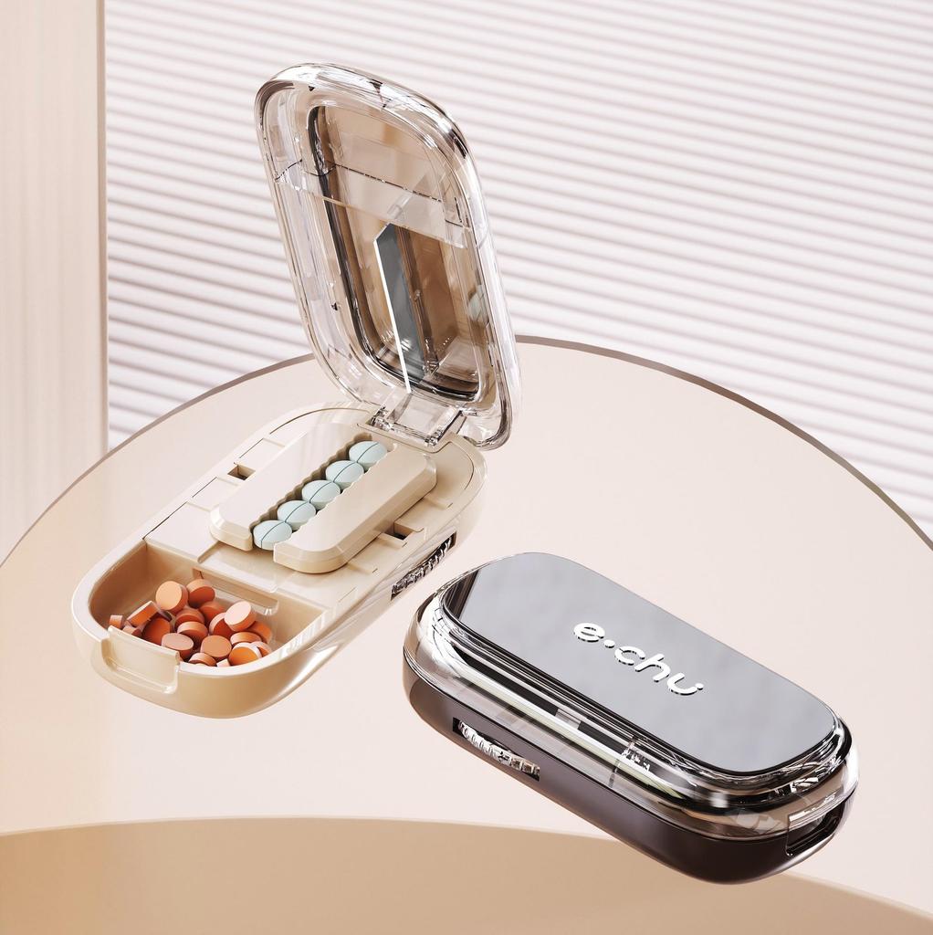 Pill Cutter & Divider: Precise 1/4 & 1/2 Cutting, Portable Pill Box