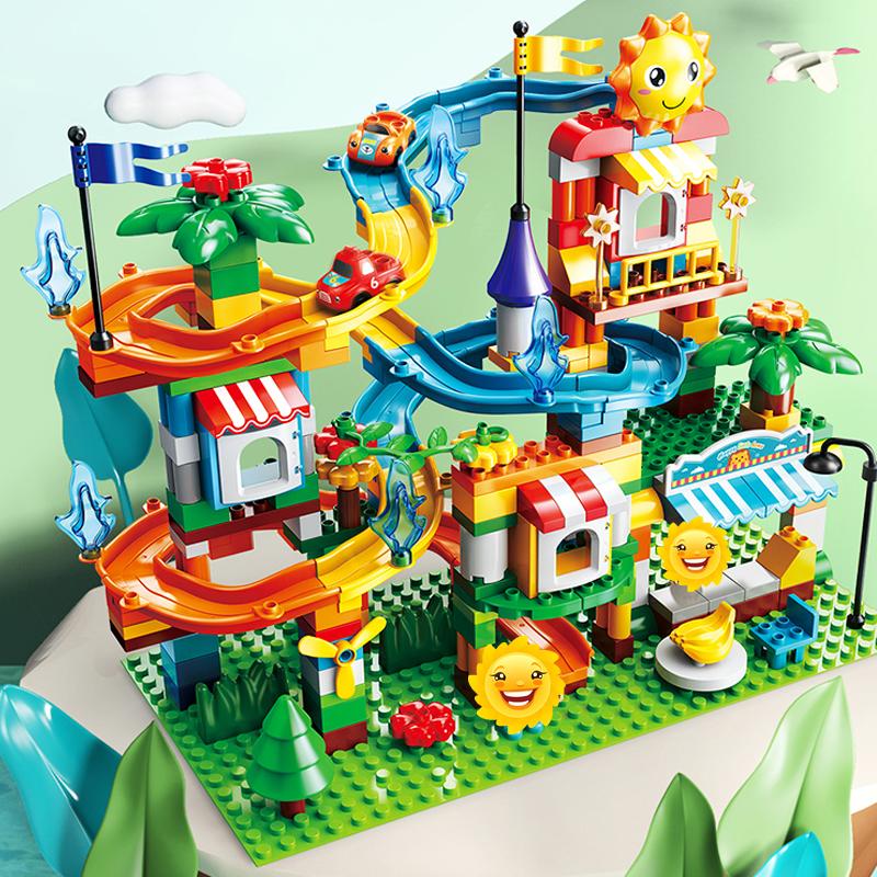 171-269PCS Marble Race Run Big Size Block Building Blocks Funnel Slide Blocks DIY Educational Big Brick Toys For Children Gift