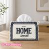1pc 2D Flat Printed 17.78X10.92X12.95cm Tissue Box Home Sweet Home Suitable for Tissues/Roll Paper/Napkins CJH528S026