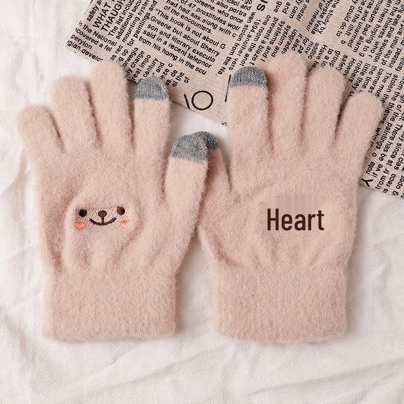 

Женские зимние 2024 милые теплые велосипедные перчатки - Толстый вельвет, сенсорный экран, защита от холода