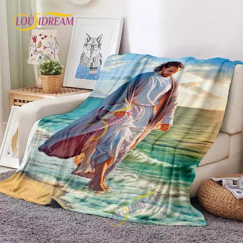 Kind Jesus and Blessed Virgin Mary Soft Christian God Flannel Art Faith Bed Comfortable Home Hiking Four Seasons Warm Blanket