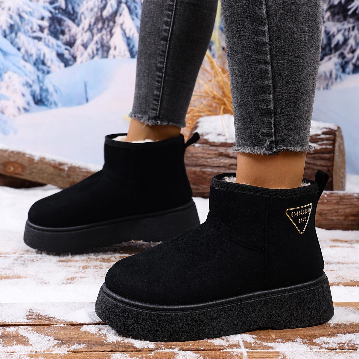

Женские зимние ботинки на толстой подошве с подкладкой большого размера, теплые женские ботинки для снега с коротким голенищем, хлопковые туфли «хлеб», ботинки с круглым носком для женщин 36