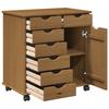 Rollcontainer Honigbraun 63,5 x 39 x 65,5 cm Massivholz Kiefer