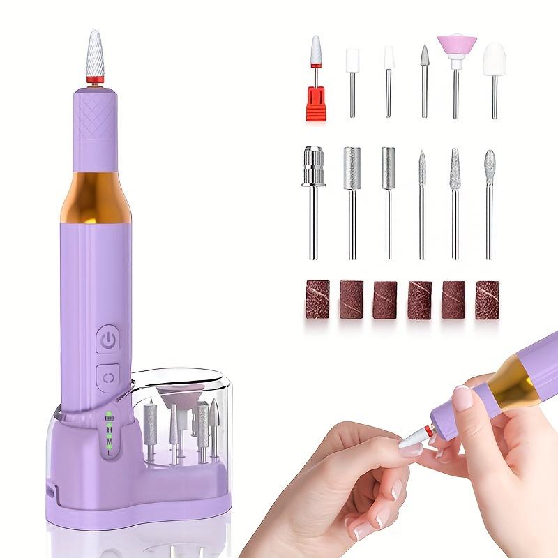

Комплект электрической пилки для ногтей - аккумуляторная беспроводная дрель для гелевых ногтей, регулируемая скорость, низкий уровень шума и вибрации, с беспроводной зарядной базой фиолетовый