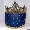 S SNUOY King Crown Full Round Crown Cake Topper Prom Party Hats Birthday Crown for Men