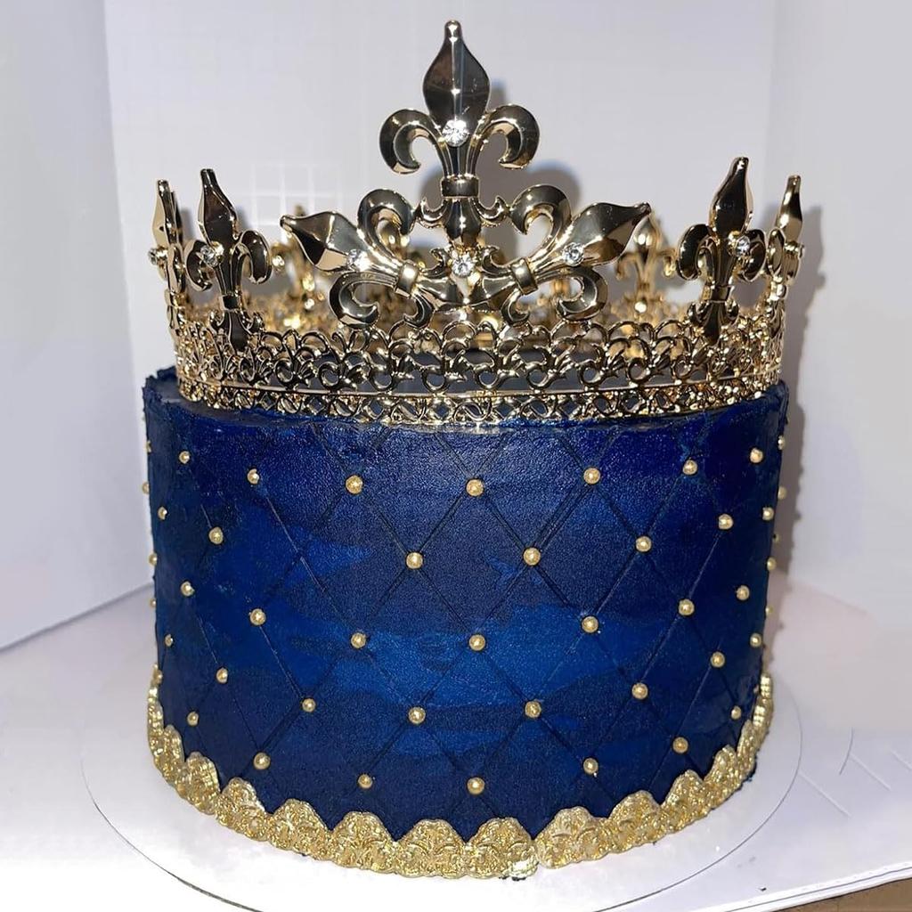 S SNUOY King Crown Full Round Crown Cake Topper Prom Party Hats Birthday Crown for Men