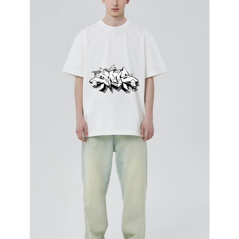 Black T Shirt with Abstract Graffiti Print for Casual Wear