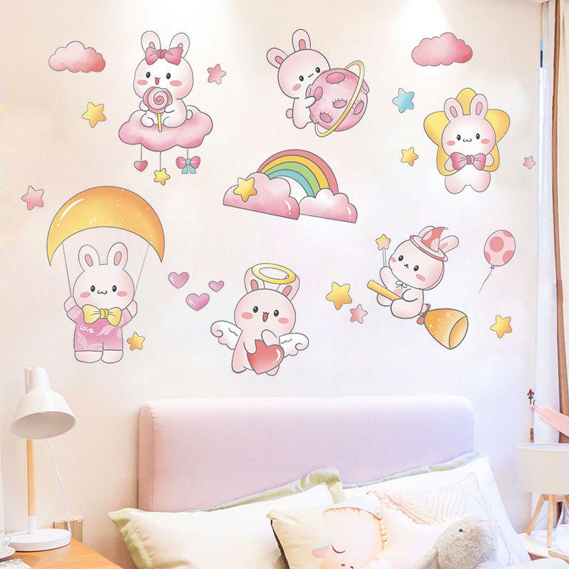 Cute Rabbit Wall Stickers for Children's Room Layout Girl's Heart Bedroom Decoration Small Pattern Stickers XY6033